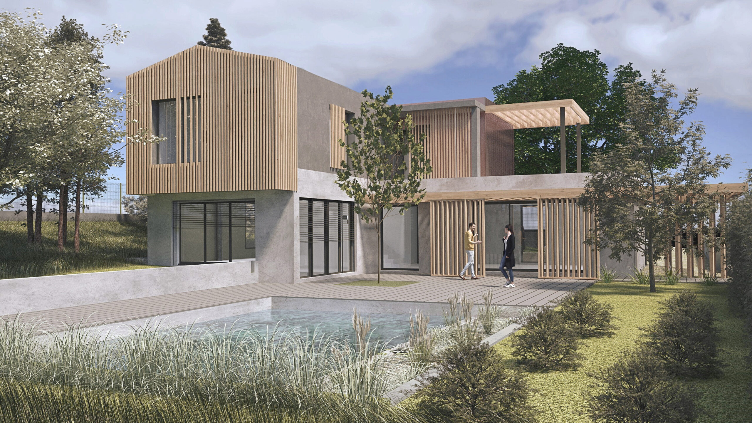 Construction d'une maison bioclimatique avec piscine naturelle